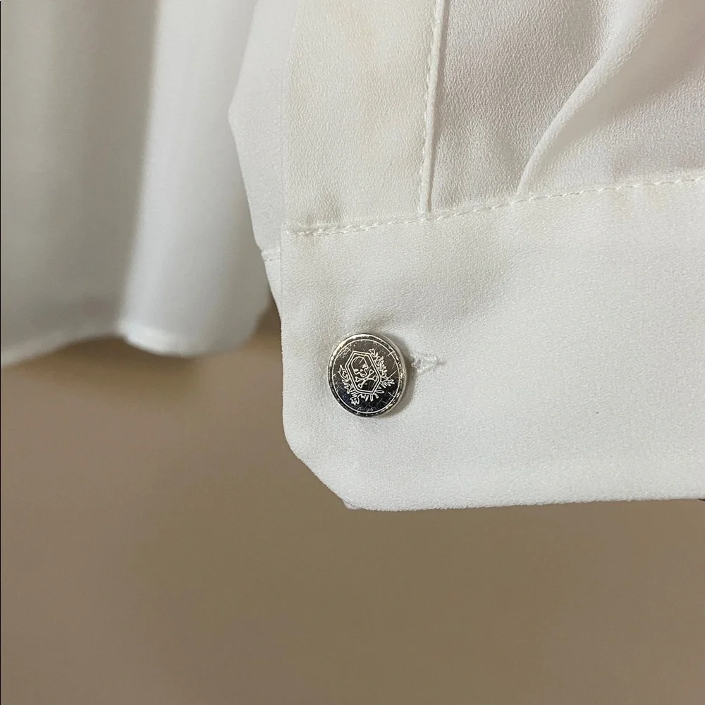 The Kooples White Semi-Sheer Button Front White XS